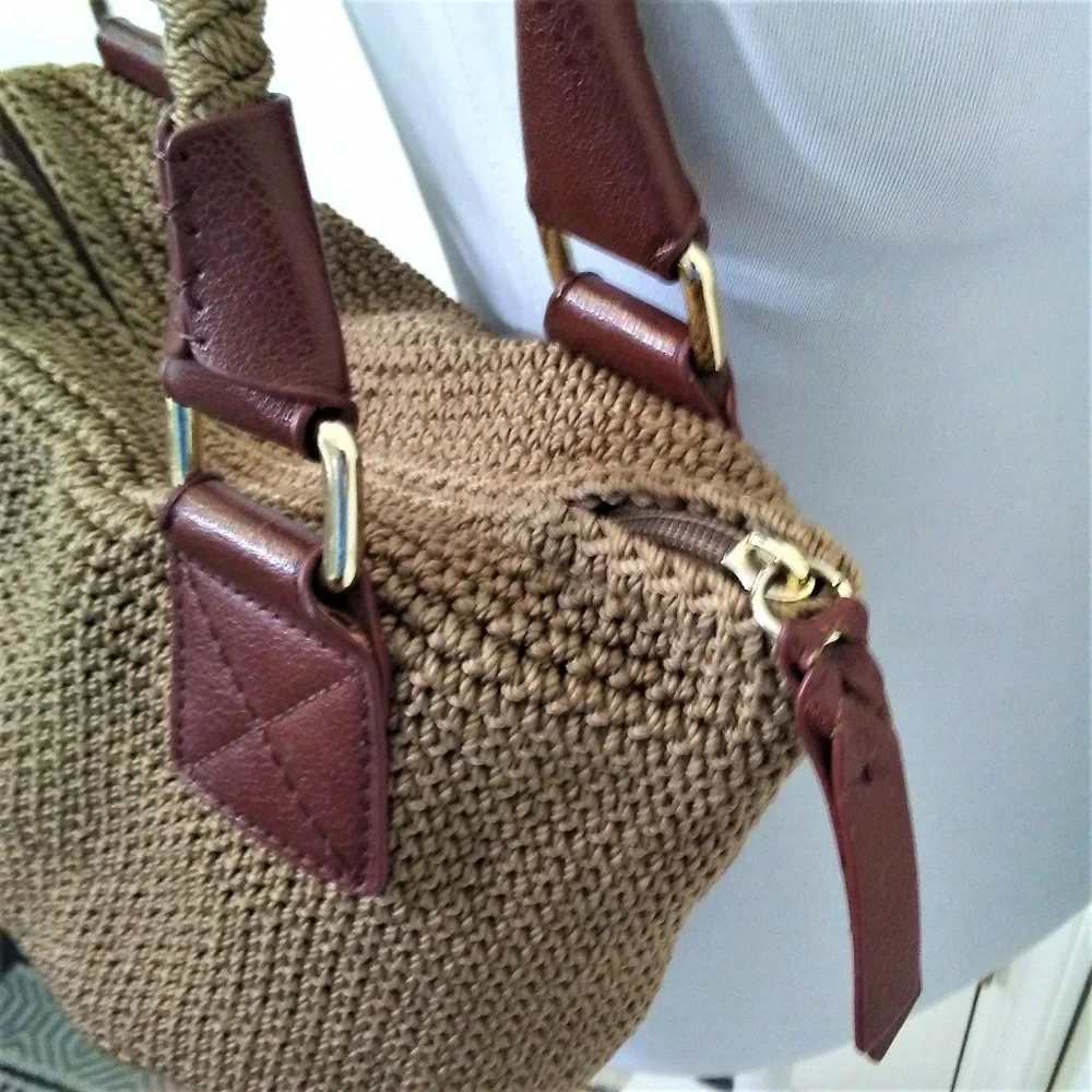 The Sak Crochet Shoulder‎ Bag Neutral Brown Tones